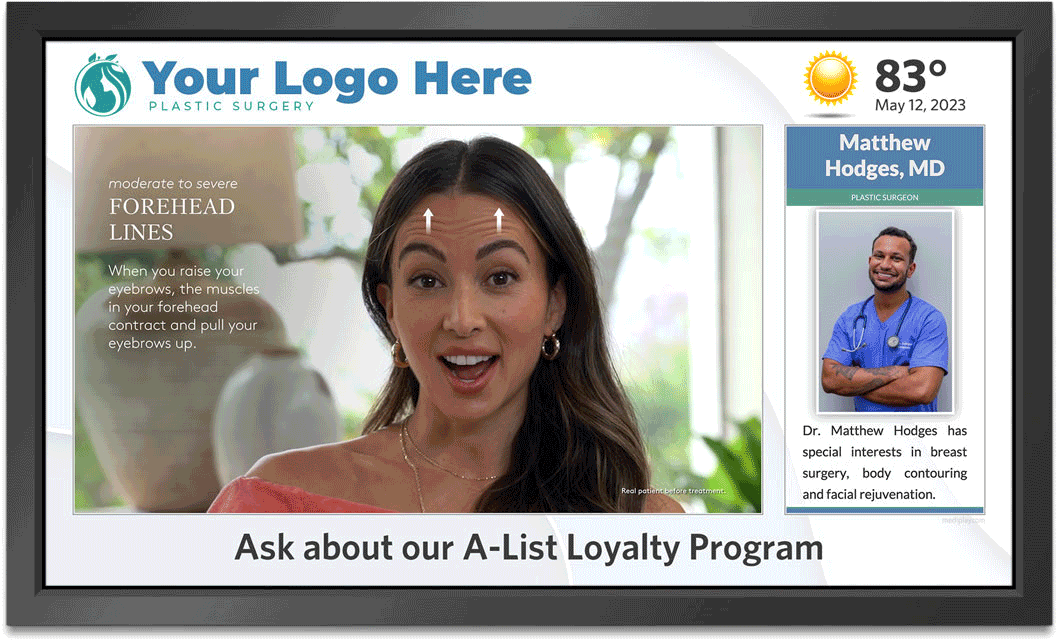 Examples of Mediplay Mediplay's ad-free waiting room patient network screens